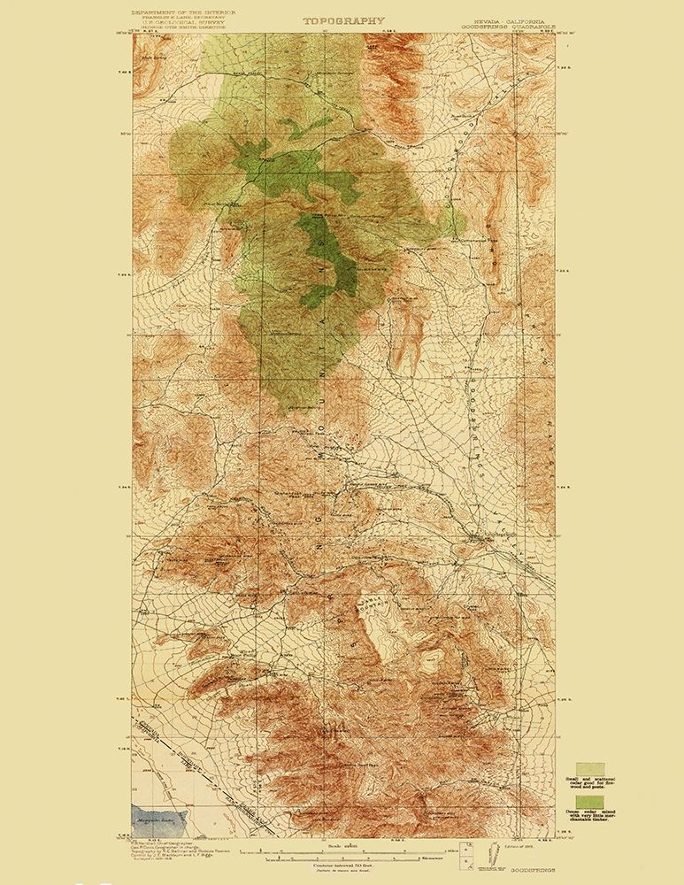 Goodsprings California Nevada Quad - USGS 1919 art print by USGS for $57.95 CAD