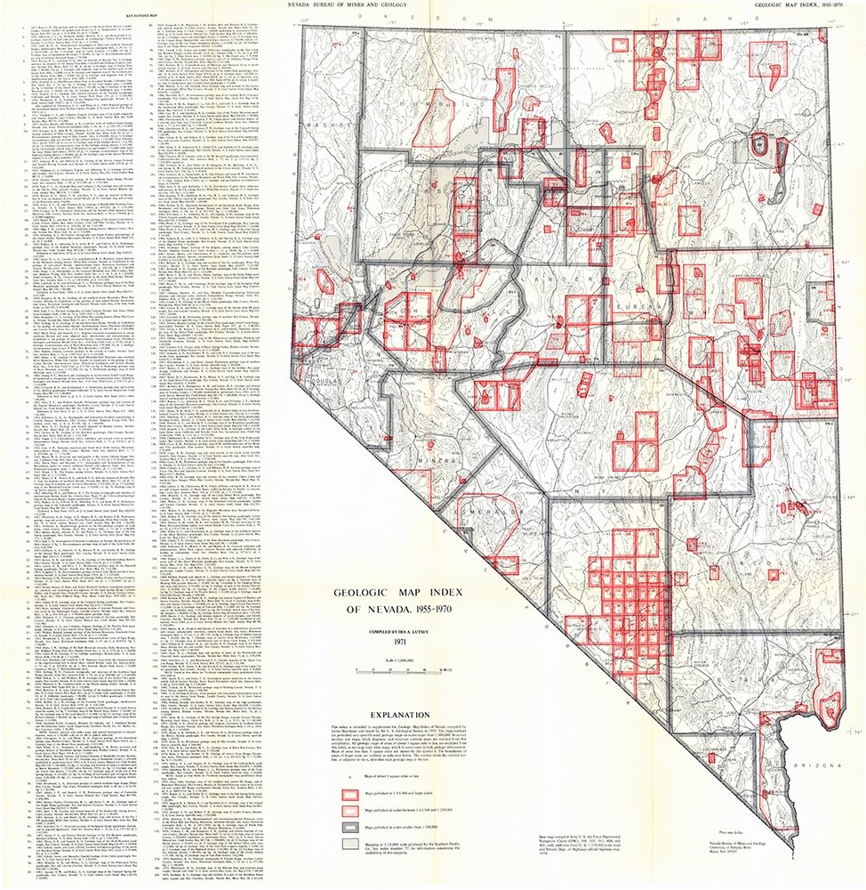 Geologic Index Nevada Mines - Lutsey 1955 art print by Lutsey for $57.95 CAD