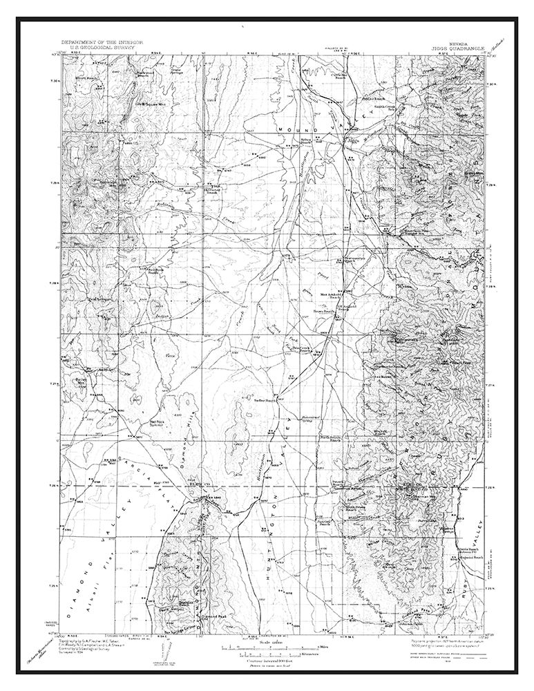 Jiggs Nevada Quad - USGS 1935 art print by USGS for $57.95 CAD