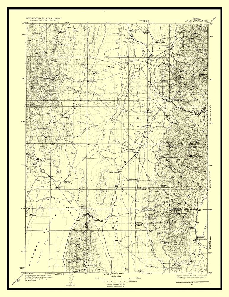 Jiggs Nevada Quad - USGS 1935 art print by USGS for $57.95 CAD