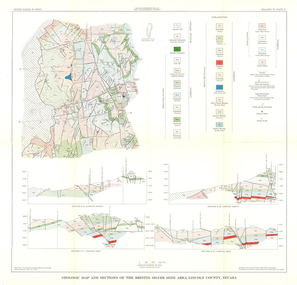Lincoln County Bristol Silver Mine Area NV art print by USGS for $57.95 CAD