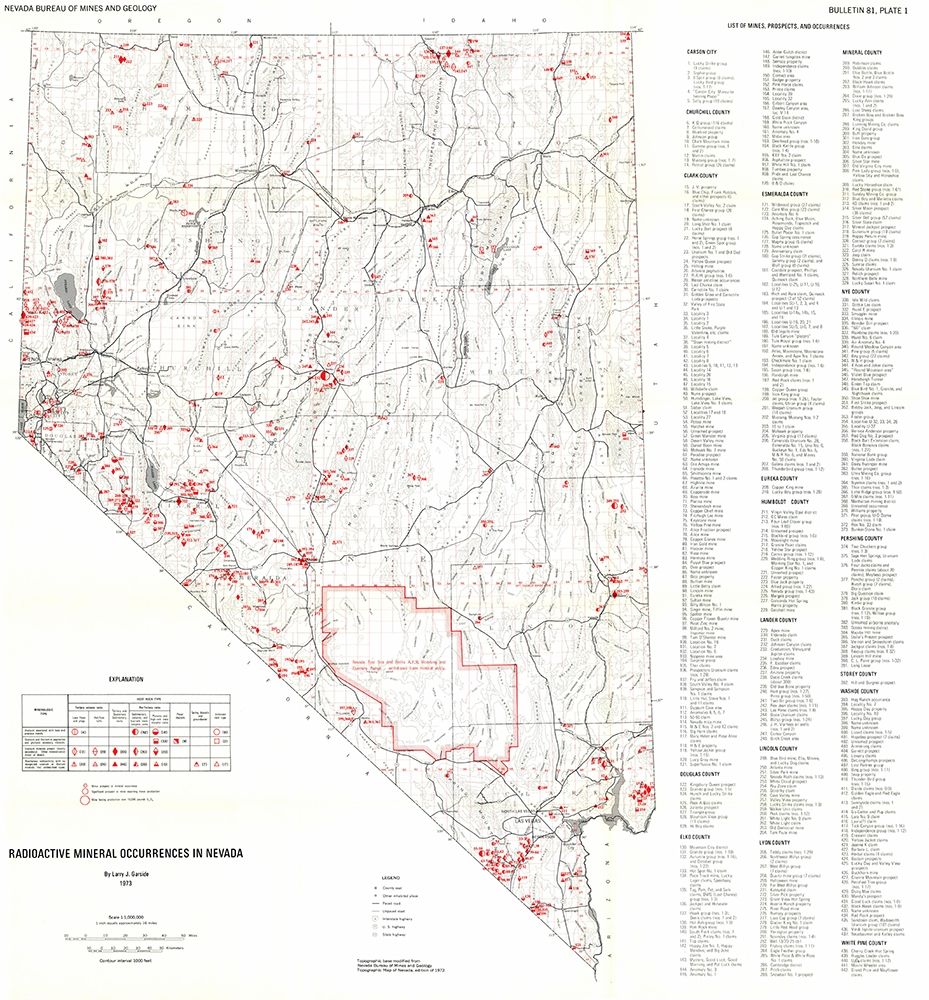 Radioactive Minerals Nevada Mines - Garside 1973 art print by Garside for $57.95 CAD
