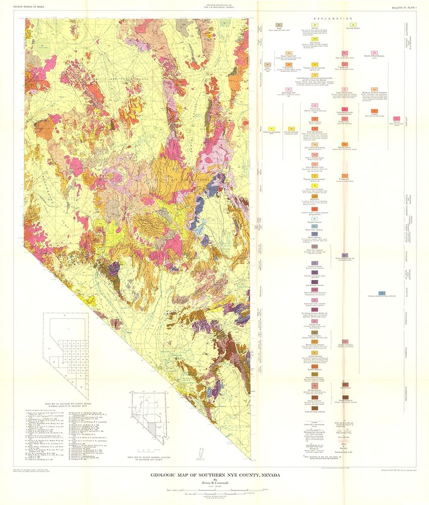 Southern Nye County Nevada Mines - Cornwall 1954 art print by Cornwall for $57.95 CAD