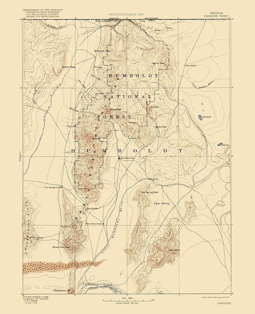 Paradise Nevada Sheet - USGS 1893 art print by USGS for $57.95 CAD