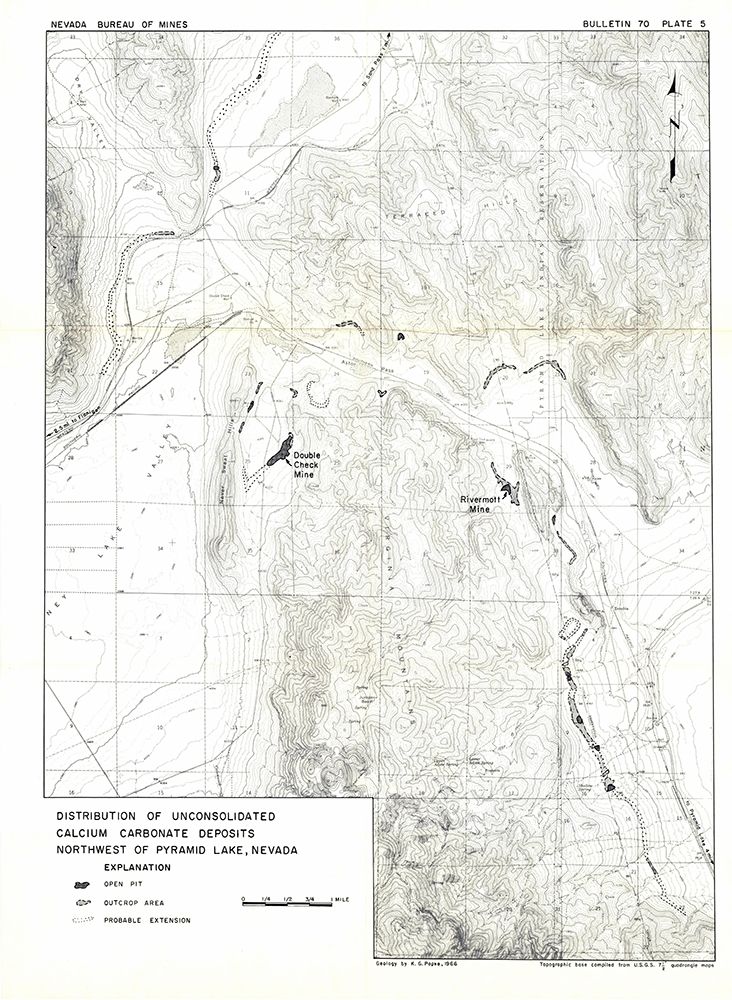 Lake Pyramid Calcium Nevada Mines - USGS 1966 art print by USGS for $57.95 CAD
