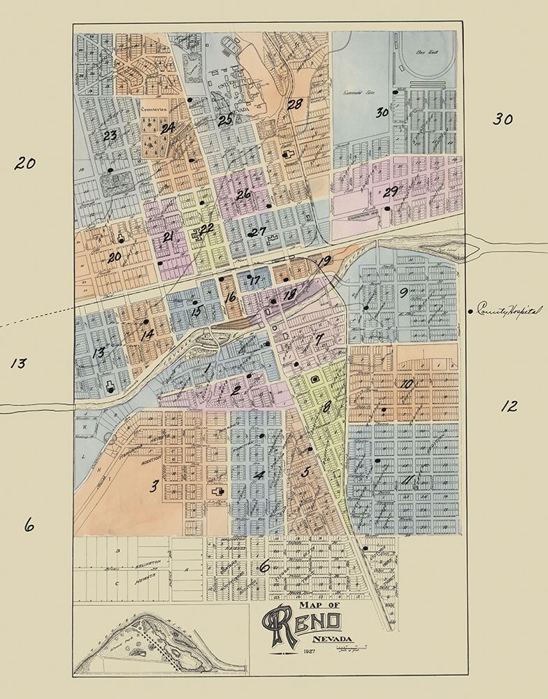 Reno Nevada - 1927 art print by Unknown for $57.95 CAD