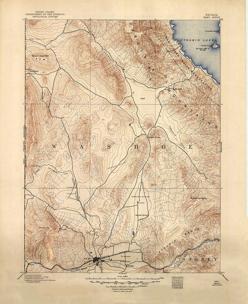 Reno Nevada Sheet - USGS 1893 art print by USGS for $57.95 CAD