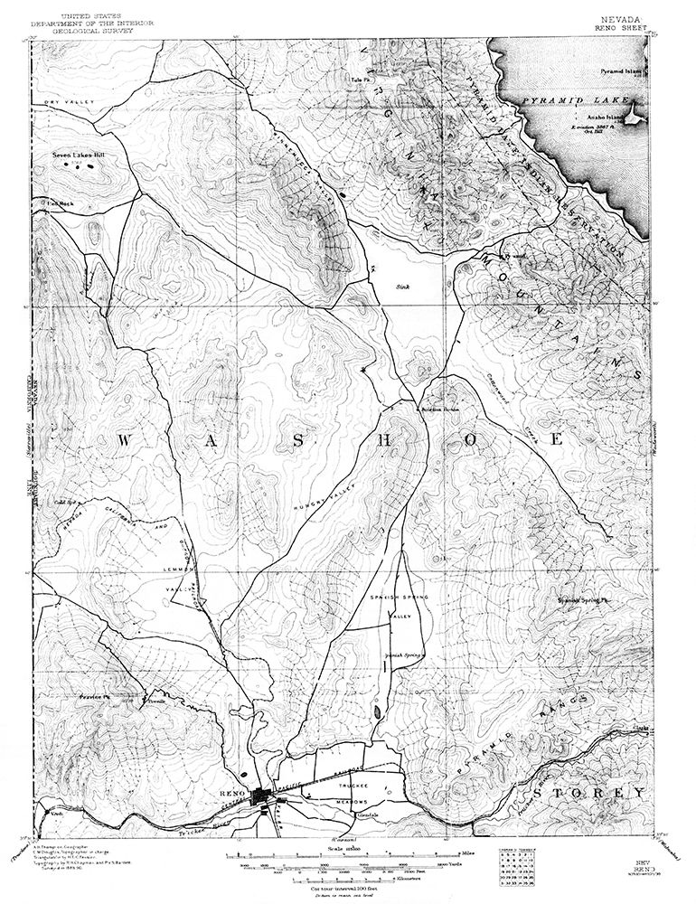 Reno Nevada Sheet - USGS 1889 art print by USGS for $57.95 CAD