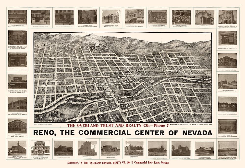 Reno Nevada - Brown 1907 art print by Brown for $57.95 CAD