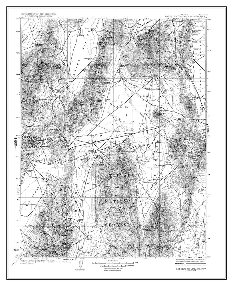 Mt Roberts Nevada Quad - USGS 1929 art print by USGS for $57.95 CAD