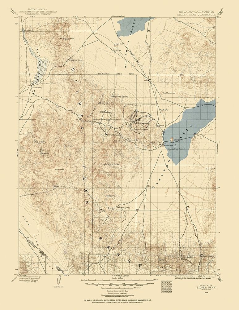 Silver Peak Nevada Quad - USGS 1900 art print by USGS for $57.95 CAD