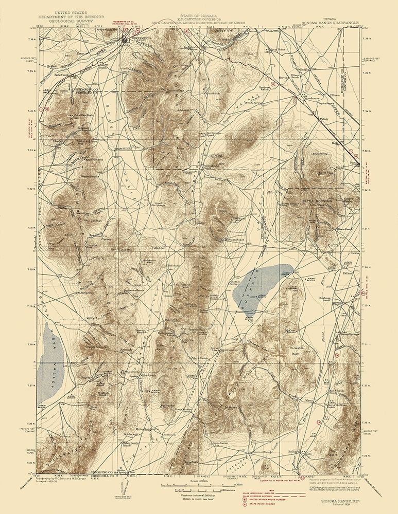 Sonoma Range Nevada Quad - USGS 1939 art print by USGS for $57.95 CAD