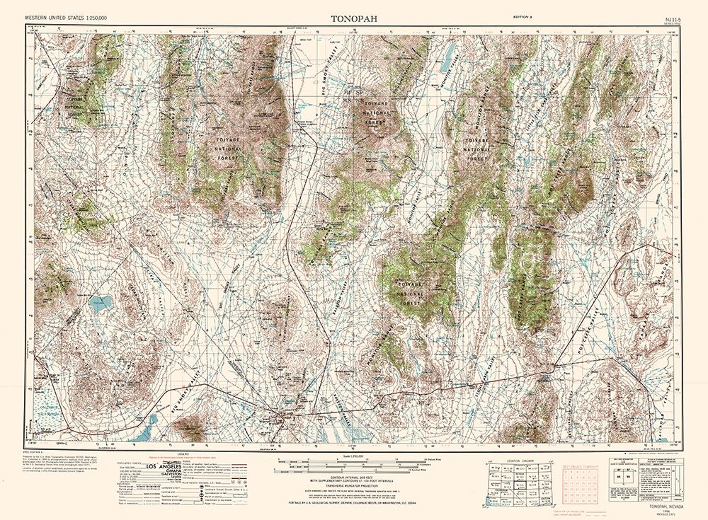 Tonopah Nevada Quad - USGS 1956 art print by USGS for $57.95 CAD