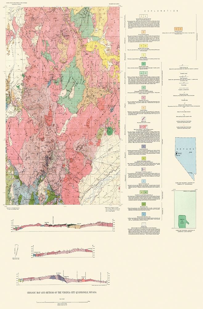 Virginia City Nevada Quad - USGS 1952 art print by USGS for $57.95 CAD