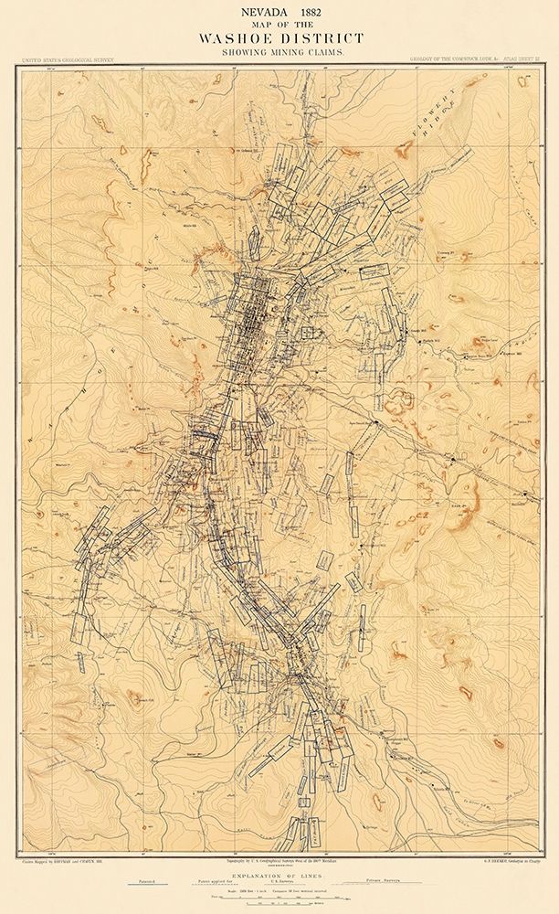Washoe Mining District Claims Nevada - Hoffman art print by Hoffman for $57.95 CAD
