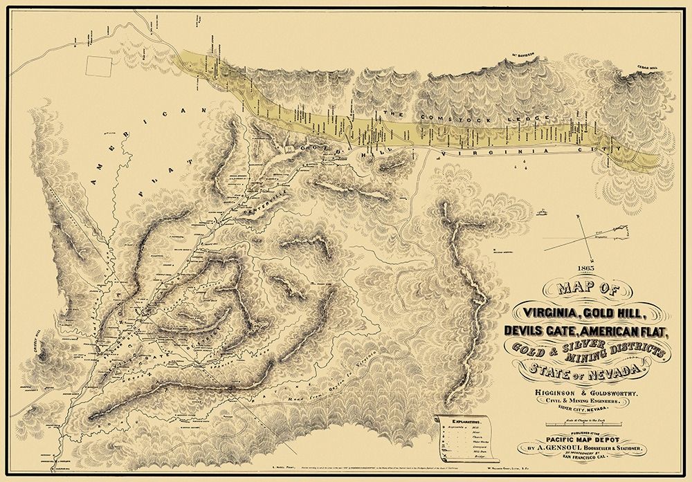 Gold Silver Mining Districts Nevada art print by Higginson for $57.95 CAD