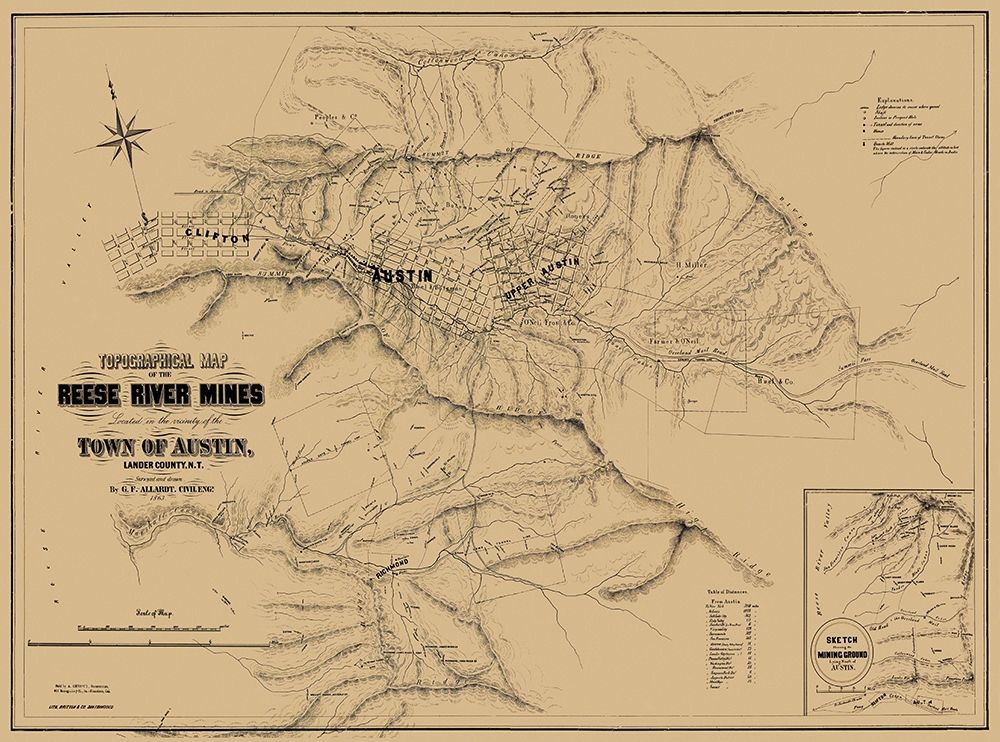 Austin Reese River Mine District Nevada art print by Allardt for $57.95 CAD