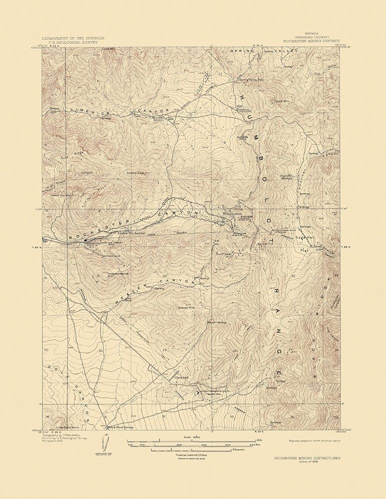 Rochester Mining Nevada - USGS 1928 art print by USGS for $57.95 CAD