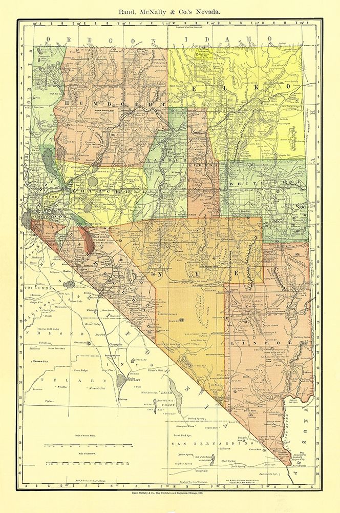 Nevada - Rand McNally 1893 art print by Rand McNally for $57.95 CAD