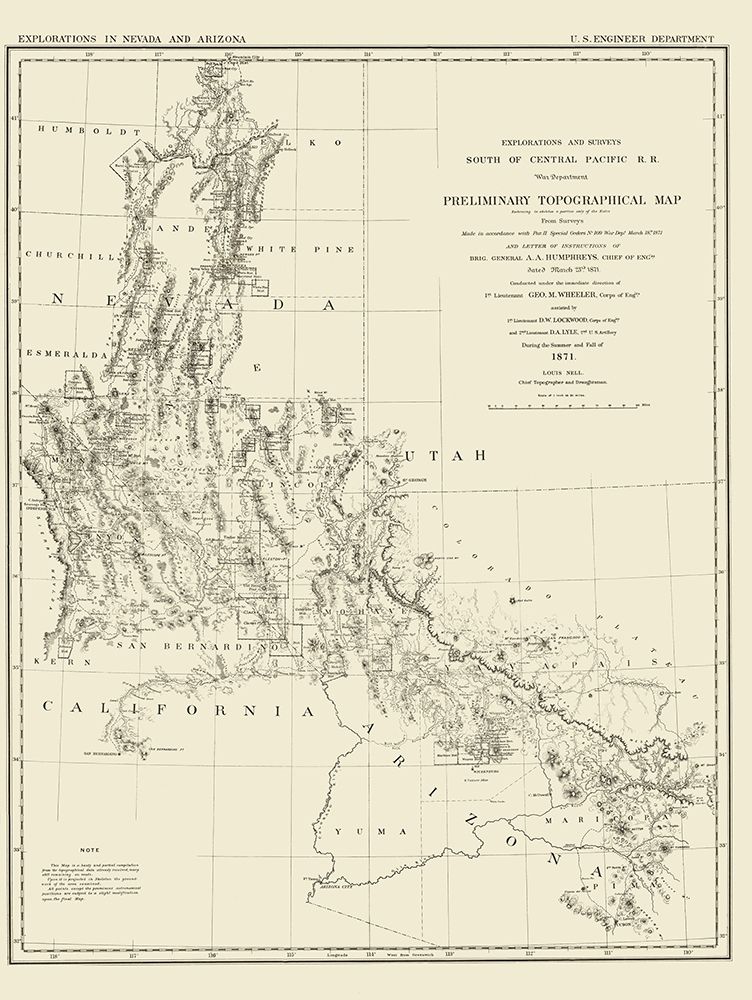 Explorations Nevada Arizona - Wheeler 1871 art print by Wheeler for $57.95 CAD