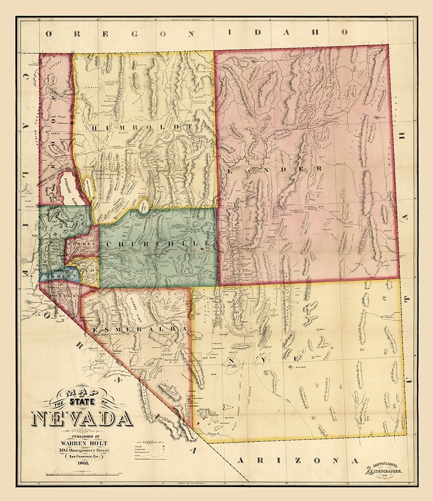 Nevada - Holt 1866 art print by Holt for $57.95 CAD