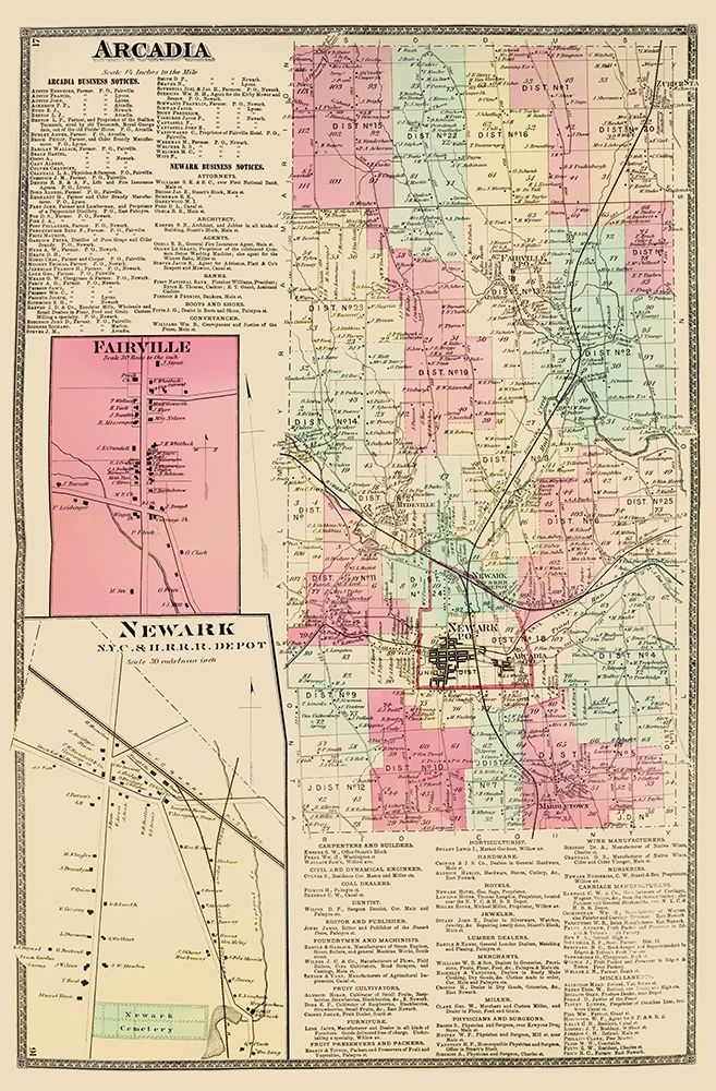 Arcadia New York Landowner - Beers 1874 art print by Beers for $57.95 CAD