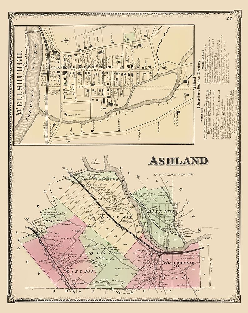 Ashland New York - Beers 1869 art print by Beers for $57.95 CAD