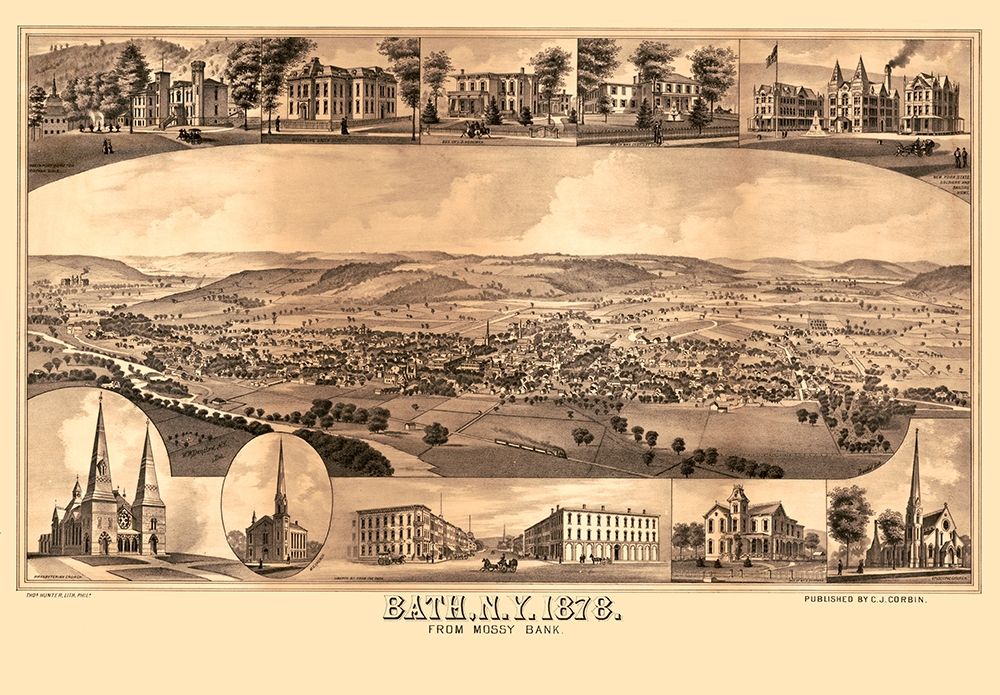 Bath New York - Corbin 1878 art print by Corbin for $57.95 CAD