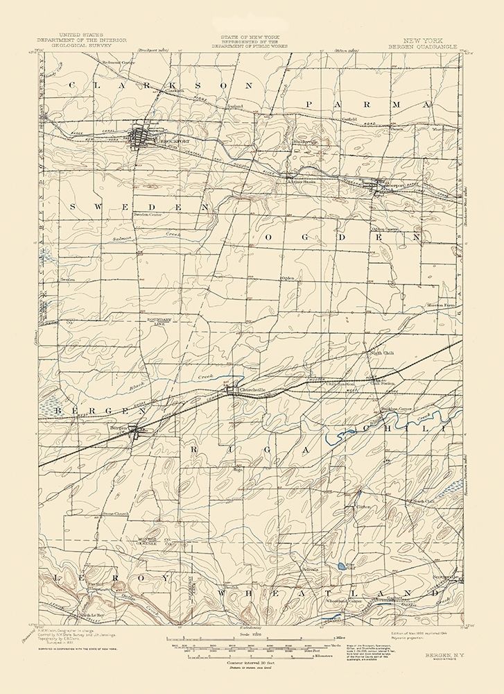 Bergen New York Quad - USGS 1899 art print by USGS for $57.95 CAD