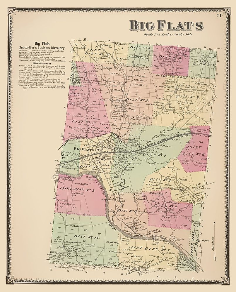 Big Flats New York Landowner - Beers 1869 art print by Beers for $57.95 CAD
