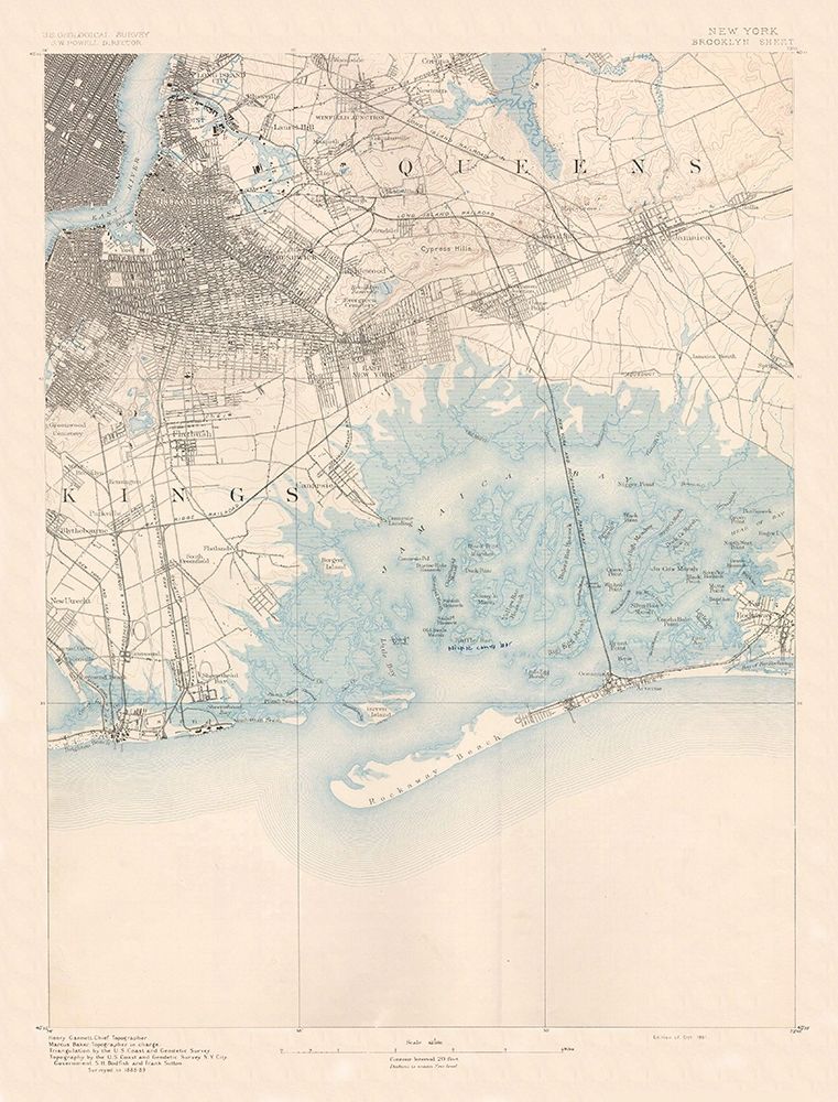 Brooklyn New York Quad - USGS 1891 art print by USGS for $57.95 CAD