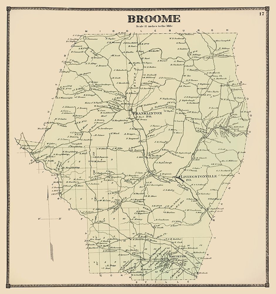 Broome New York Landowner - Beers 1866 art print by Beers for $57.95 CAD