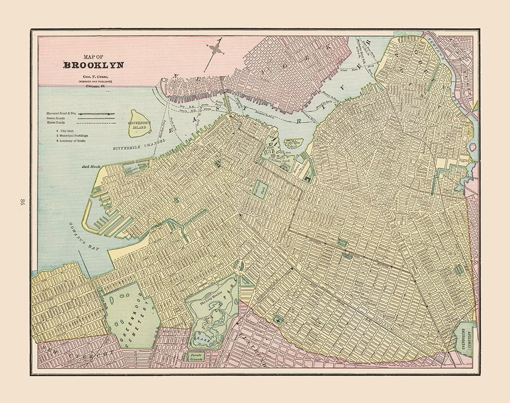 Brooklyn  New York - Cram 1892 art print by Cram for $57.95 CAD