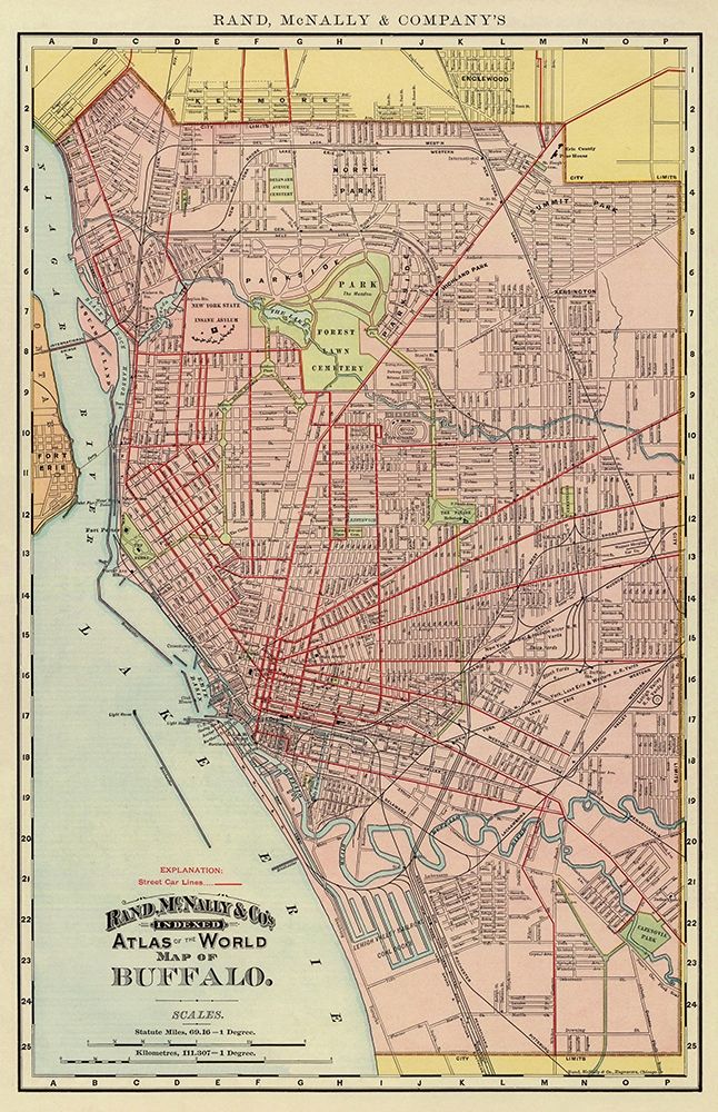 Buffalo New York - Rand McNally 1892 art print by Rand McNally for $57.95 CAD
