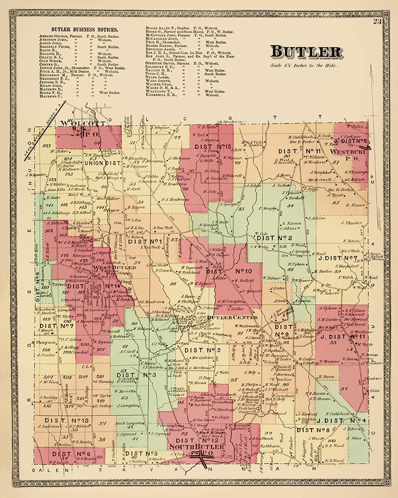 Butler New York Landowner - Beers 1874 art print by Beers for $57.95 CAD