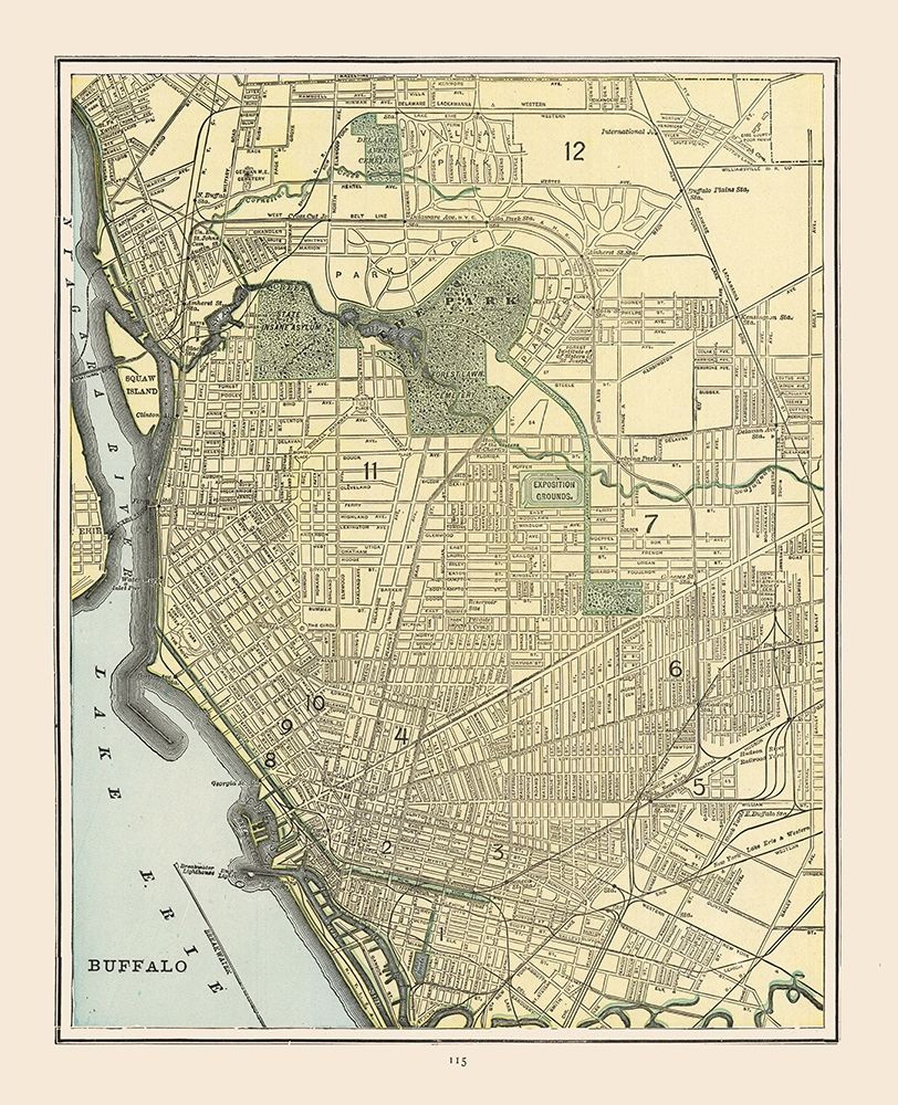 Buffalo  New York - Cram 1892 art print by Cram for $57.95 CAD
