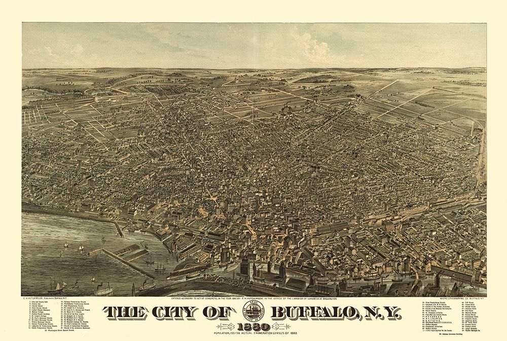 Buffalo New York - Hutchinson 1880 art print by Hutchinson for $57.95 CAD