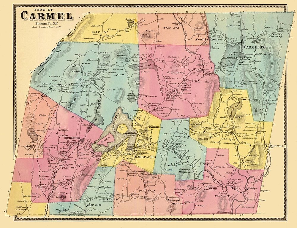 Carmel New York Landowner - Beers 1868 art print by Beers for $57.95 CAD
