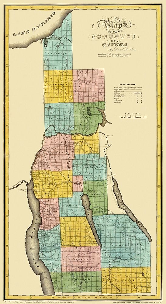 Cayuga New York Landowner - Burr 1829 art print by Burr for $57.95 CAD