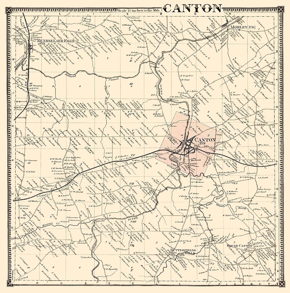 Canton New York Landowner - Stone 1865 art print by Stone for $57.95 CAD