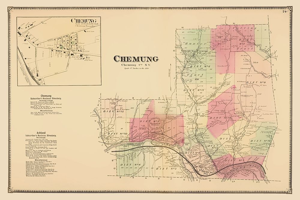 Chemung New York Landowner - Beers 1869 art print by Beers for $57.95 CAD