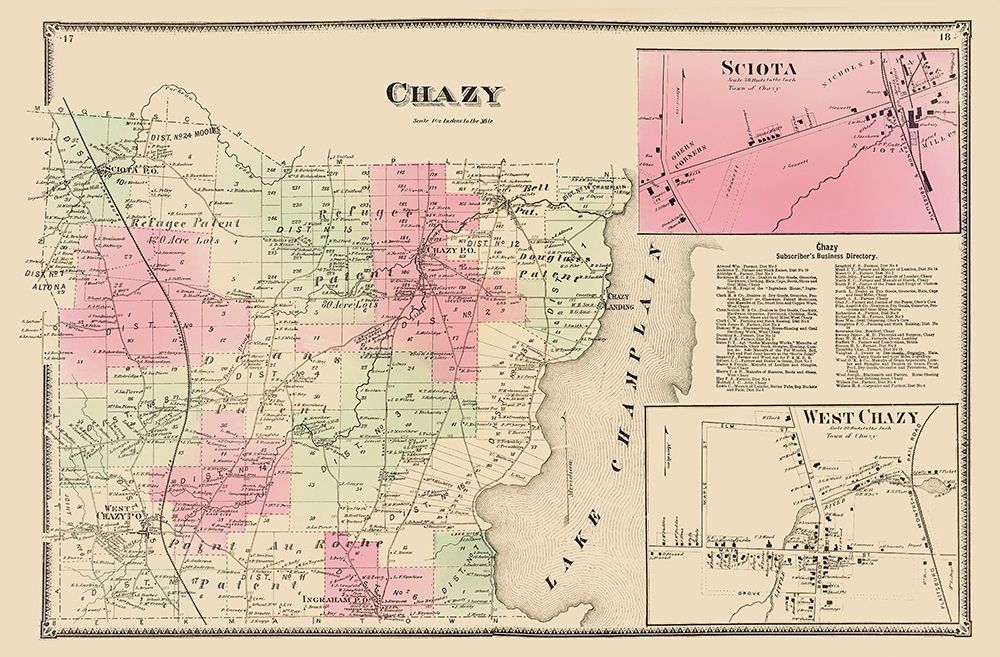 Chazy New York Landowner - Beers 1869 art print by Beers for $57.95 CAD