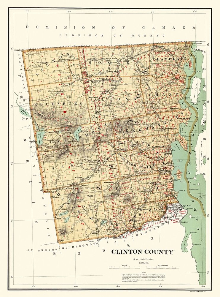 Clinton New York Landowner - Bien 1895 art print by Bien for $57.95 CAD