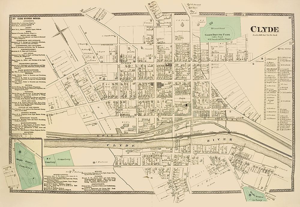 Clyde City New York Landowner - Beers 1874 art print by Beers for $57.95 CAD