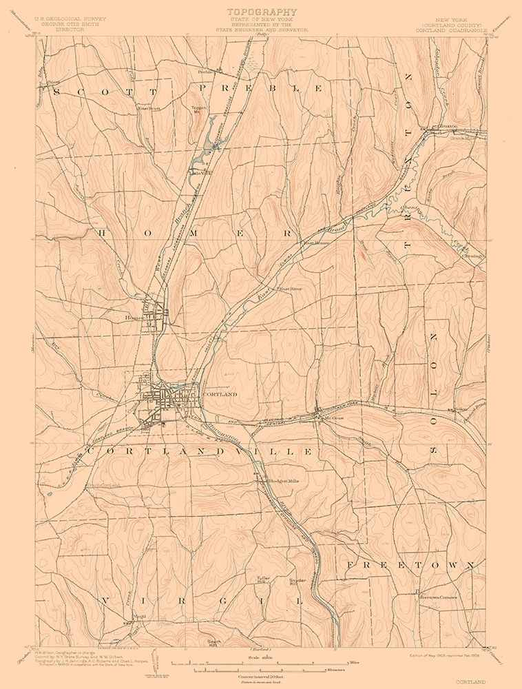 Cortland New York Quad - USGS 1903 art print by USGS for $57.95 CAD