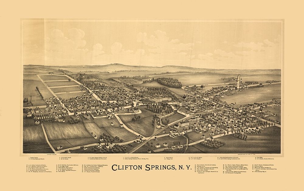 Clifton Springs New York - Burleigh 1892 art print by Burleigh for $57.95 CAD