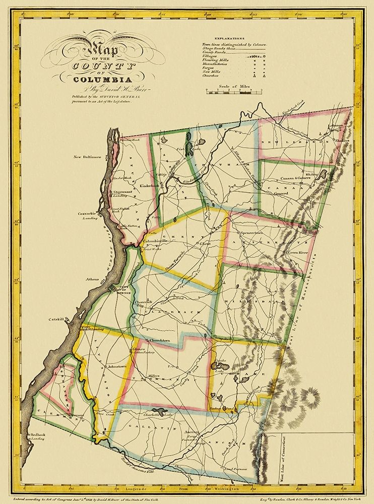 Columbia New York - Burr 1829 art print by Burr for $57.95 CAD