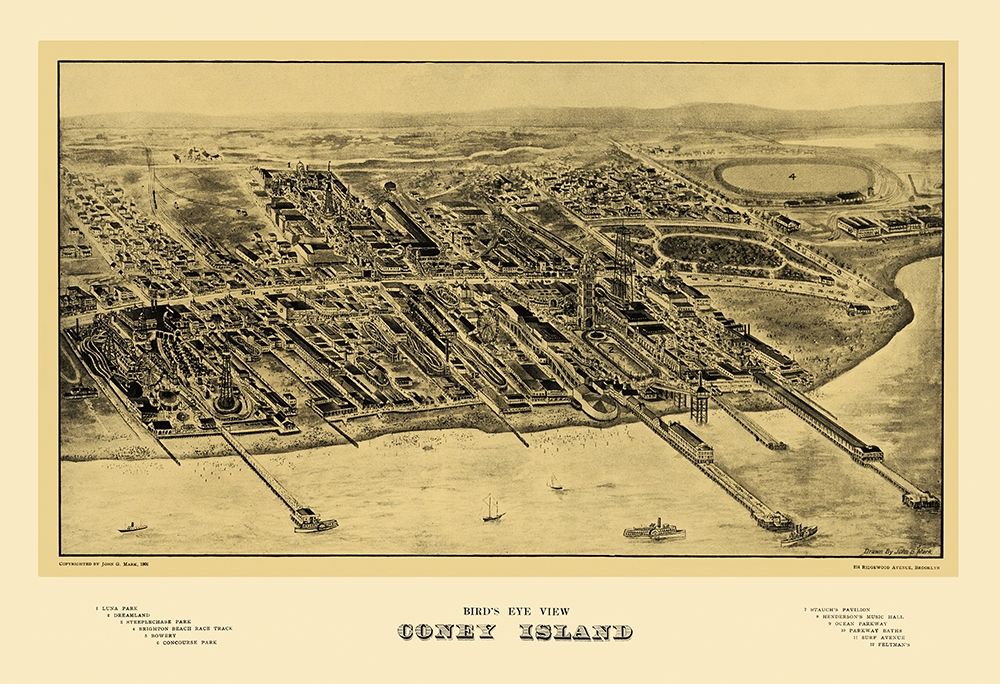 Coney Island New York - Mark 1906 art print by Mark for $57.95 CAD