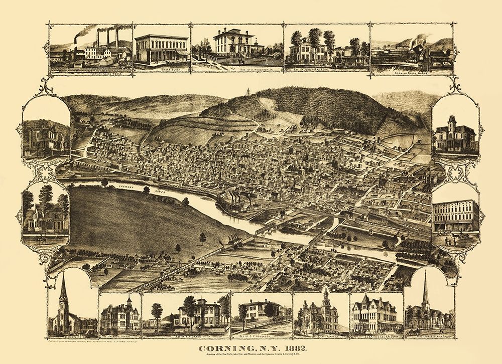 Corning New York - Corbin 1882 art print by Corbin for $57.95 CAD