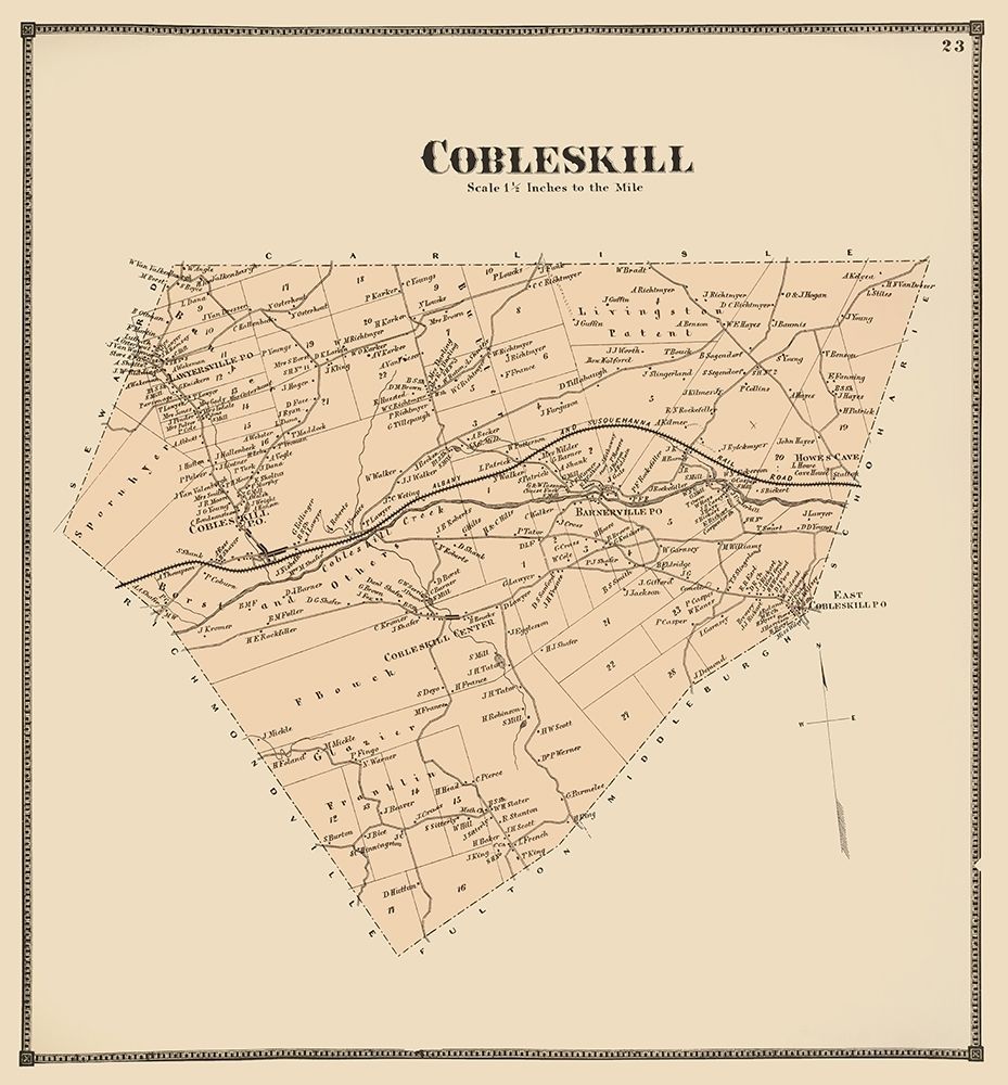 Cobleskill New York Landowner - Beers 1866 art print by Beers for $57.95 CAD